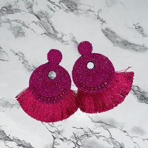 Hot pink dangle earring